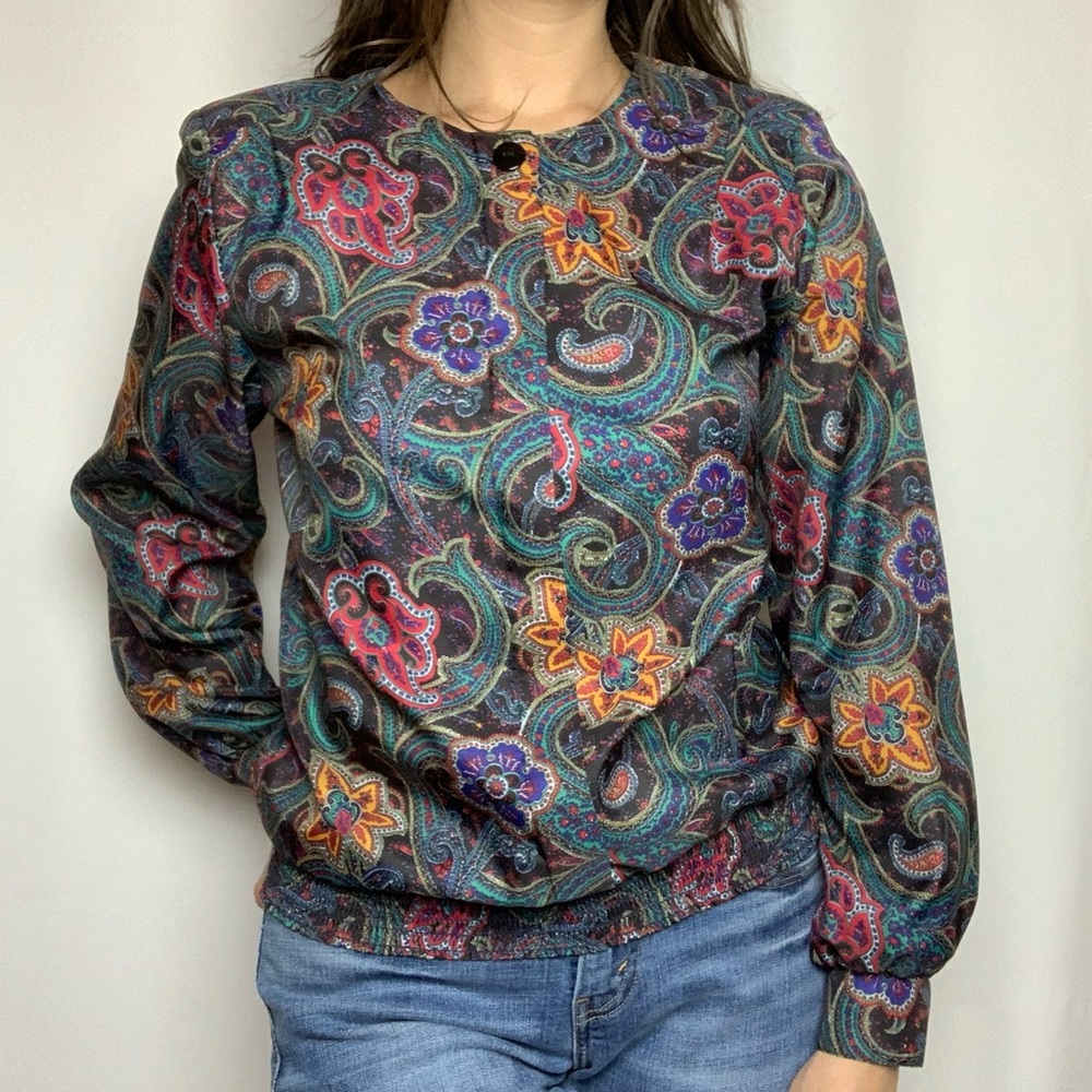 Vtg 70’s Laura Mae Paisley Blouse